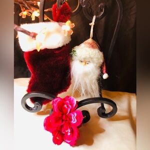 Plush Red and White Santa Stocking with Santa Head